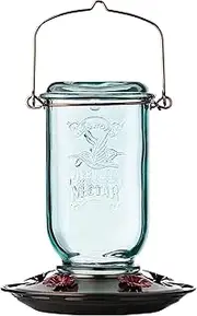 Mason Jar Hummingbird Feeder, Glass Hummingbird Feeders for Outdoors, 5 Feeding Stations, 25 Ounces