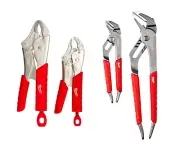 Milwaukee Torque Lock Curved Jaw Locking Pliers & Straight-Jaw Pliers Set - 4 Pc