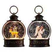 Christmas Snow Globe Lantern Deer Angel Swirling Glitter Lighted Snow Globe