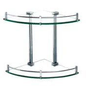 250*250*260mm Clear Corner Double Glass Shelf