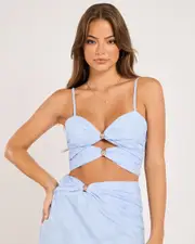 [Mooloola] Mooloola Women's Ariel Top in Light Blue Size 10 10 Light Blue