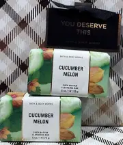 X2 CUCUMBER MELON Bath & Body Works Bar Shea Butter Cleansing Soap