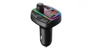 Car Bluetooth 5.3 FM Transmitter, Dual USB QC3.0/1A, PD Type C, Ambient Lighting