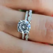 Bridal Set Round Solitaire Ring Gift Engagement Wedding Ring Set 925 Silver Ring