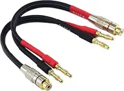 WJSTN RCA to Flex Pin Banana Plug Adapter 6 inches Flex Pin Banana Plugs to Female RCA Audio Cable 2Pack (4mm Banana Plug to RCA)