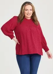 ts Taking Shape Top Size 16 Cotton Mix Shirred Gingham style NWT