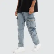 [Nena and Pasadena] Colby Denim Cargo Pant Herring Blue 38