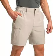 [Keevoom] Mens Hiking Cargo Shorts Quick Dry Lightweight Flat Front Dress Short for Work Golf Travel Camping Pants, Khaki, 42
