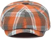 [Generic] Plaid Newsboy Cap for Men Womens Classic Flat Cabbie Hat Golf Cap