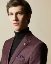 NWT Ted Baker Men's CHEZZAj Global Check Suit Jacket Red 38R Wool $1495 C856