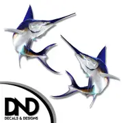 Swordfish - Fish Decal Fishing Tackle Box Bumper Sticker "5in SET" F-0760 D&
