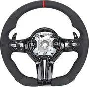 Half Perforated Full Leather Flat Bottom Paint Carbon Cover Steering Wheel，Compatible With BMW F10 F30 F87 F32 F16 F15 F21 F07 F32 F36(M3)