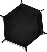 Dice Plate, Foldable Dice Boards Double-Sided Dice Board, Velvet Foldable Cube Tray, Hexagon Dice Plate, Leather Dice Boards for Dungeons and Dragons RPG (Black)