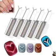 Cat's Eye Heart Magnet Tool 5 Piece Set,Magnetic Nail Art Tool for Stunning Cat Eye Effect,Manicure Kit with Y-Shaped Guide Sticks,Design Charming Heart and Line Patterns,Professional Nail Magnet