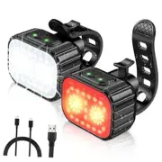 Bike Lights, Rechargeable Bicycle Lights Set Super Bright 8+12 Modes, 1 Set