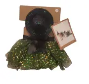 Witch Crafters Pet Dog Cat Halloween Costume Witch Green Tutu & Sequin Hat S / M