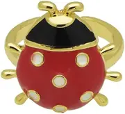 [OIDIMS] Cute Red Ladybug Wrap Finger Ring 14k Gold Plated Enamel Insect Animal Open Adjustable Knuckle Tail Stacking Statement Rings Promise Eternity Thin Bands Dainty Festival Jewelry for Women Daughter