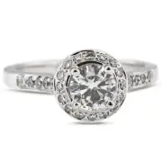 3.54ctw F SI1 Round Cut Natural Certified Diamonds Yellow Gold Halo Accent Ring