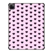 iPad Pro 12.9-inch (5th/6th gen) iPad Impact Case LOVE HEARTS GRID BLACK ON RETRO PINK IPAD, CUTE GIRLY HEART PATTERN VALENTINES DAY By Ebi Emporium