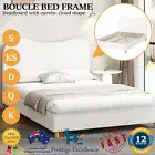 Bed Frame Queen Double King Single Size White Boucle Curve Cloud Shape Headboard