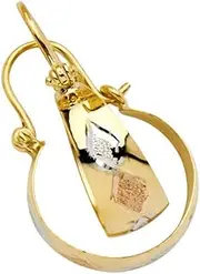 [JewelryWeb] 14k Yellow Gold White Gold and Rose Gold Sparkle Cut Graduated Hoop Earrings 15x15mm-Hoop Earring for Women