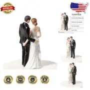 Elegant Porcelain Wedding Cake Topper Featuring Humorous Bride & Groom Design