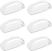 6 Pack Self-Stick Instant Cabinet Handle Pulls Drawer Pull Helper with Adhesive Sliding Door Handle Stick On Handle for Glass Windows Wardrobes Peel and Stick Knob Drill Free 6pcs/Set (White)