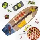 Charcuterie Cheese board marble epoxy wood kitchen serving party tray gift home
