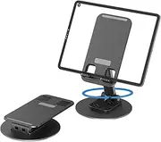 360° Degree Rotating Mobile Phone Holder,Fully Adjustable Foldable Desktop Phone Holder Stand Base,Foldable Desktop Cell Phone Stands for iPhone15 14 13 Pro Max Plus iPad Samsung (K39B-black)