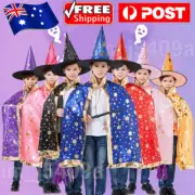 Kid Halloween Costume Witch Wizard Robe Cape Cloak with Hat Fancy Dress NEW
