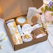 AbbyLou Natural Spa Gift Set for Her, Self Care Package for Women with Citrus and Vanilla, Spa Gift Basket, Wellness Spa Box, Bath and Body Products - Because she's worth it! Because you're worth it!