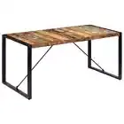 Wooden Dining Table Stable Powder Coated Steel Legs Retro Stylish Home Furniture
