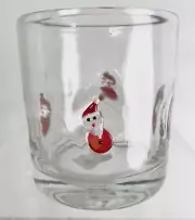 Crate & Barrel Santa Dot Double Rocks Glass Holiday Clear red