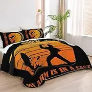 Allenjoy Queen Size Fishing Quilt Bedspreads Fishing Bed Set Bedding Coverlet Fabric Washable with 2 Pillow Shams SC00269-007