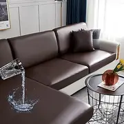 PU Leather Stretch Couch Cushion Cover Burgundy 100% WaterProof Cushion Slipcover for Chair Cushion Furniture Protector Seat Cushion Sofa Cover with Elastic Bo