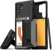 VRS Design Damda Glide Hybrid Case Designed for Samsung Galaxy S23 Ultra (2023) Heavy Duty Stand Wallet Cover - Black Groove