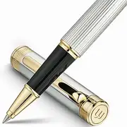 BEILUNER Black matte rollerball pen, vertical grain, fine nib(Silver)