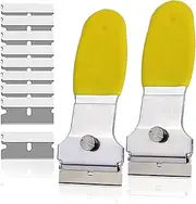 Spealloy Multi-Purpose Scraper Cleaning Tool 2 Pack Razor Blade Scraper Set with 10 Extra Blades Razor Blades Scraper for Stovetop, Wall, Oven, Paint, Caulk, Labels, Adhesive, Sticker, Tile Window