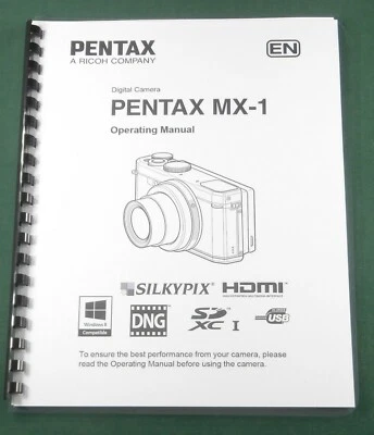 Pentax MX-1 Operating Manual: 244 Pages & Protective Covers!