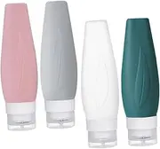 WEKADRIN 1Set Travel Silicone Lotion Dispenser Bottles Leakproof Refillable Travel Toiletry Containers with Storage Bag for Skincare and Personal