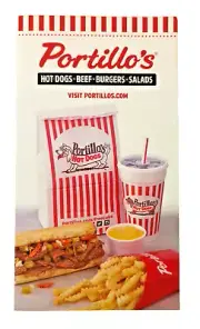 Portillo's Hot Dogs Beef Restaurant souvenir 6 panel menu 4.5x8.5 FREE shipping