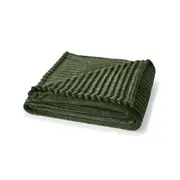 Plush Ribbed Blanket - Double/Queen Bed, Forest