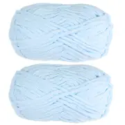2Skeins Chenille Yarn Velvet Blanket Yarn 2x100g/7.1oz Polyester Soft Light Blue
