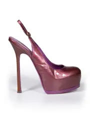 Purple Patent Platform Slingback Heels