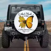 Sunflower Butterfly Spare Tire Cover With Or Without Camera Hole, And I Think To