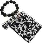 [MOBUTOFU] Silicone Beaded Key Ring Coin Purse with Cow Grain Design Compact Key Holder Pouch for Women Multi Use Card Holder Coin Wallet Easy to Carry for Everyday Special Occasions