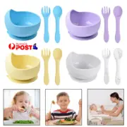 1/2xSilicone Suction Bowl With Spoons Non-slip For Baby Children Toddler Feeding