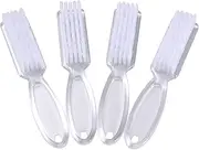 Yebeauty Nail Brush Fingernail Cleaner, 4 Pack Hand Scrub Cleaning Brush Plastic Hand Finger Toes Scrubbing Brush, Pedicure Nail Scrubber,Clear