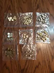 93 Lot Gold Faux Pearl Plastic Shank Buttons Nice Assortment