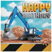Construction Big Dig Happy Birthday Lunch Napkins 16 Pack